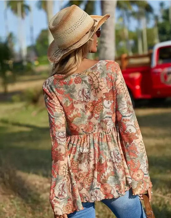 Autumn Bloom Floral Blouse