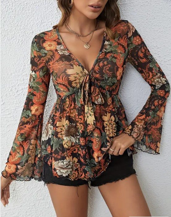 Autumn Bloom Floral Blouse