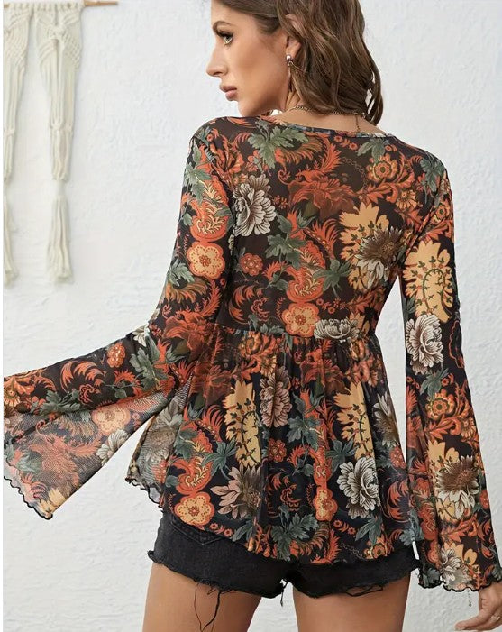 Autumn Bloom Floral Blouse
