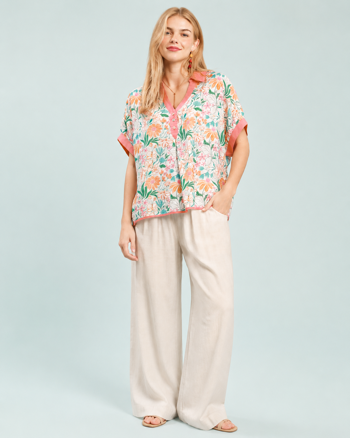 Botanical Bloom Oversized Floral Blouse